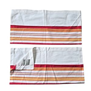 Pottery Barn Stripe 100% Cotton 20" x 20" Napkin Set Cottage Farmhouse (2)